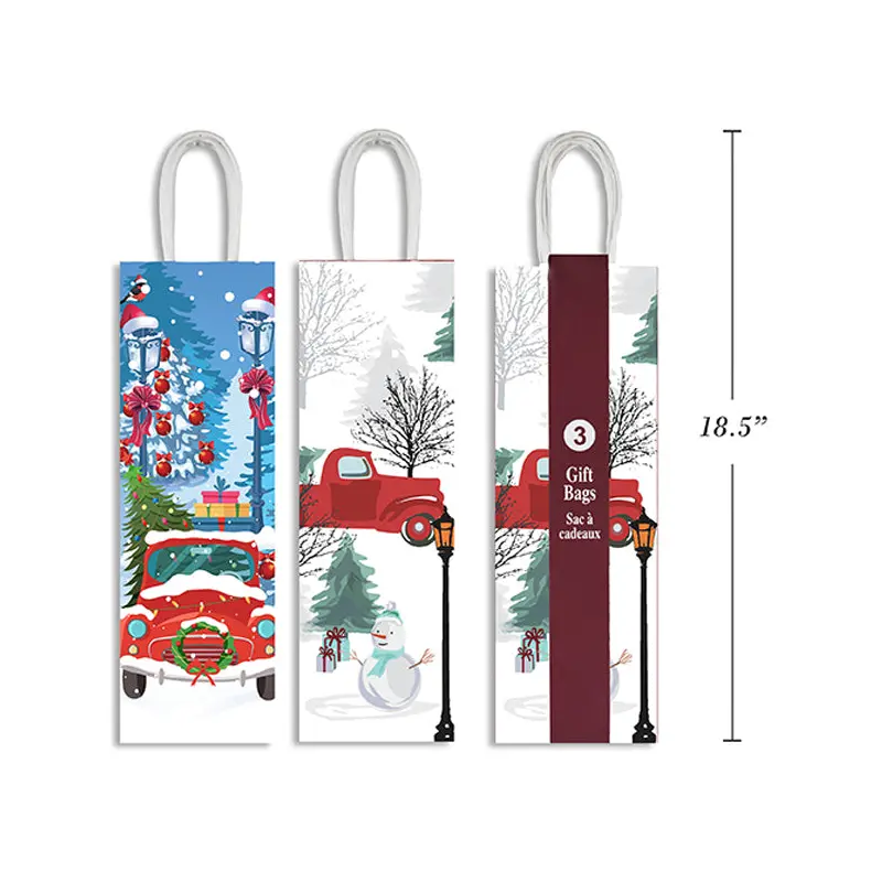 SANTA STUDIO - XMAS GLOSSY BOTTLE GIFT BAG 3 PK