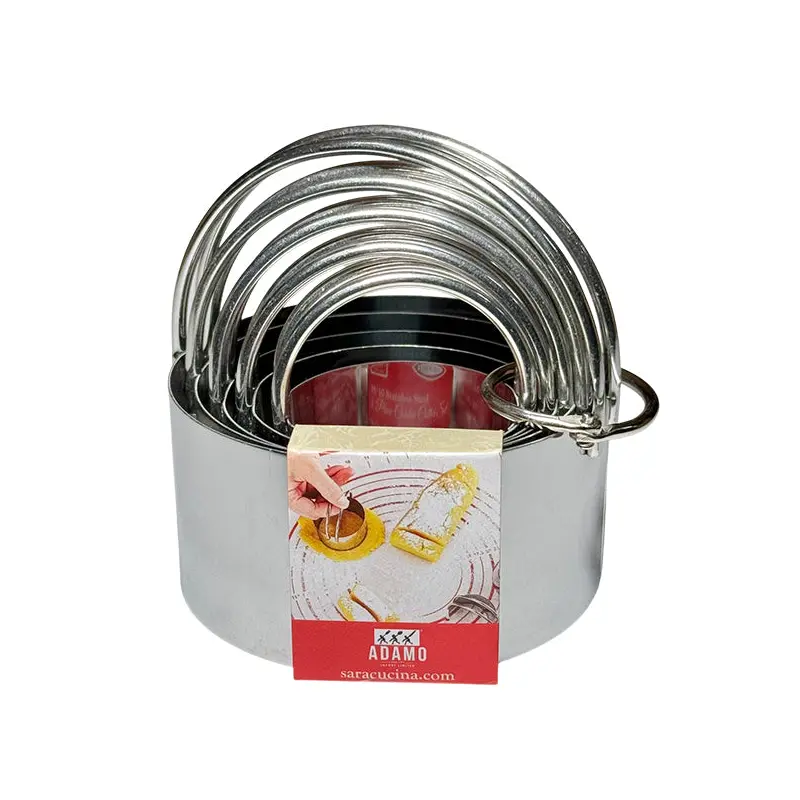 SARA CUCINA - STAINLES STEEL ROUND COOKIE CUTTER 5 PC