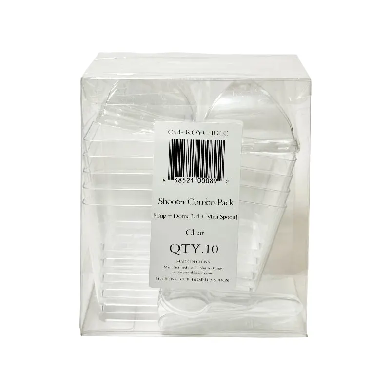 ROYAL - COMBO- SHOOTER CUP/ DOME LID & CLEAR MINI SPOON 10CT