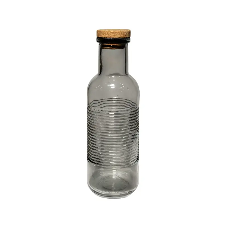S&CO HOME - TEXTURE COLOUR GLASS BOTTLE WITH CORCK LID EA
