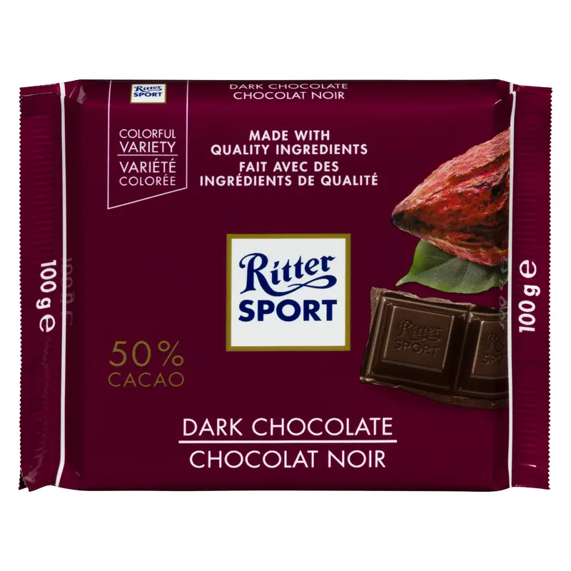RITTER - 50% DARK CHOCOLATE 100GR