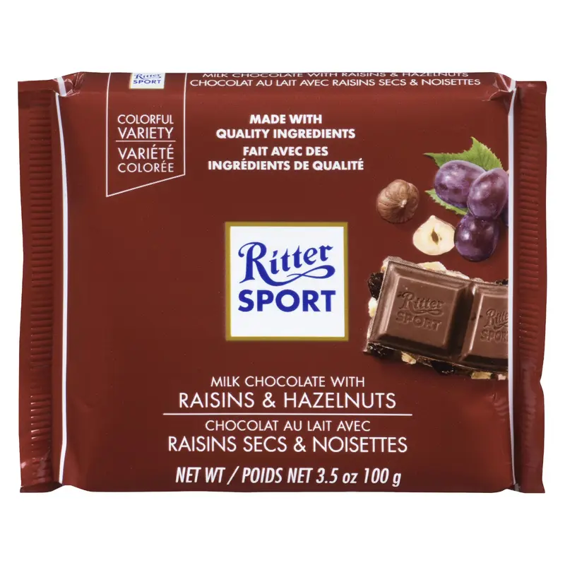 RITTER - RAISINS AND HAZELNUT 100GR