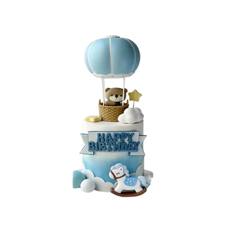 ROOTS BAKER - HOT AIR BALLOON CAKE TOPPER BLUE 4PK