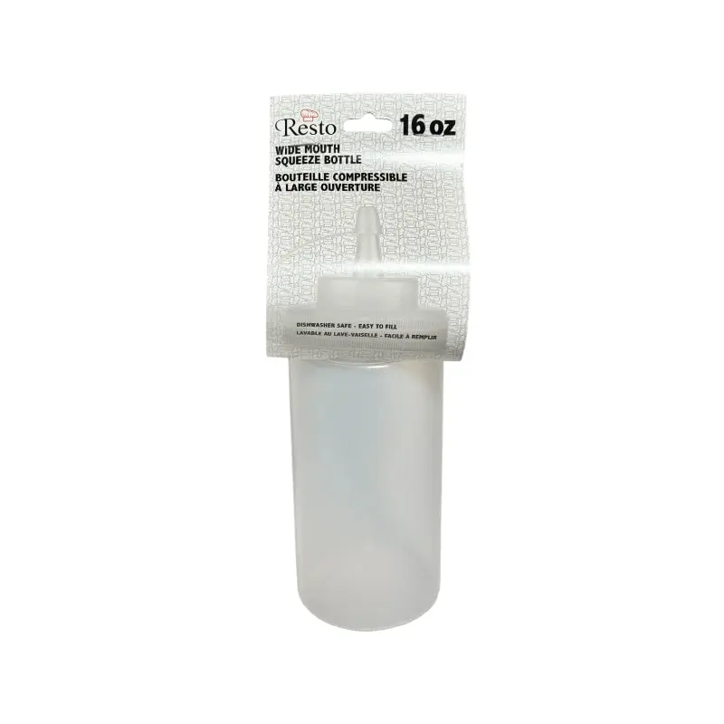 RESTO - 16oz CLEAR WIDE MOUTH SQUEEZE BOTTLE WITH LID 24x1 EA