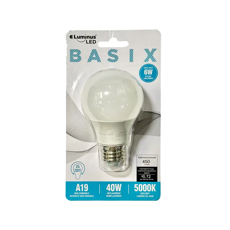 BASIX - LED A19/40W DAYLIGHT LIGHT BULB EA