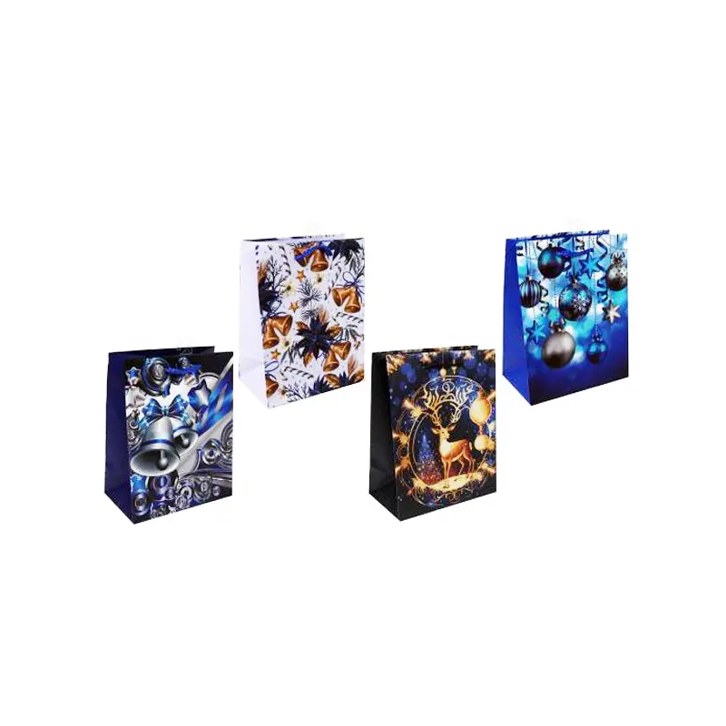 PK DOUGLASS - XMAS GIFT BAGS MEDIUM -BLUE SILVER GOLD 1 UN