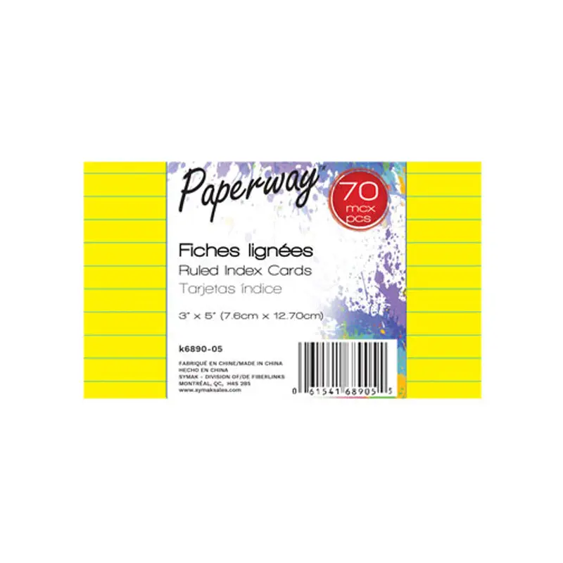 PAPERWAY - COLOR RULED INDEX CARD EA