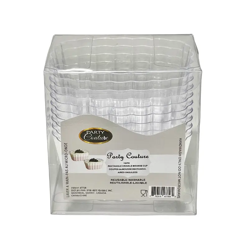 PARTY COUTURE - RECTANGLE CRINKLE MOUSSE CUP 10 PK