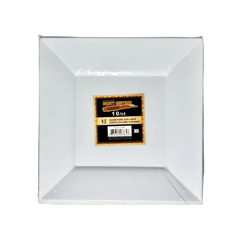 PARTY COUTURE - WHITE SQUARE PLATES 9.5in 10PK