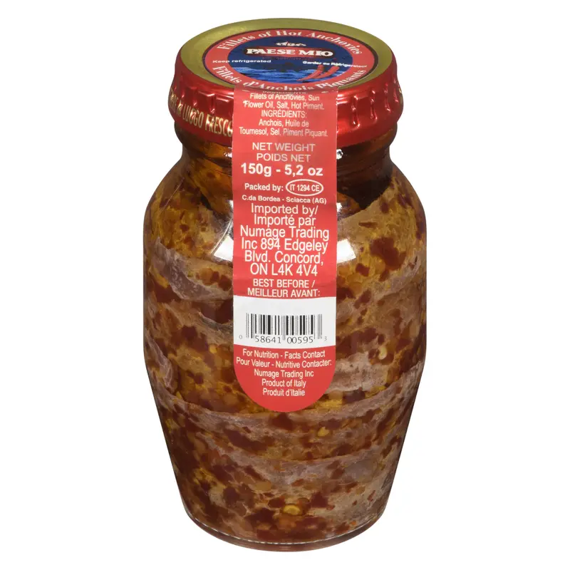 PAESE MIO - HOT ANCHOVY FILLETS 150GR