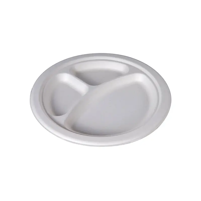 NEWWAVE - 10in SUGARCANE BAMBOO BAGASSE 3 COMP  PLATE 4x125 EA