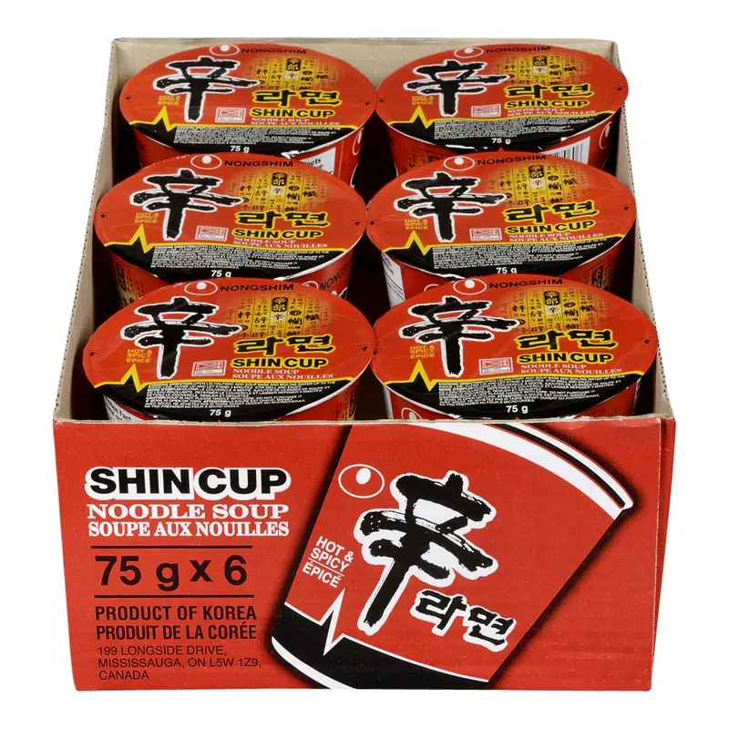 NONGSHIM - SHIN NOODLE SOUP CUP 6x75GR