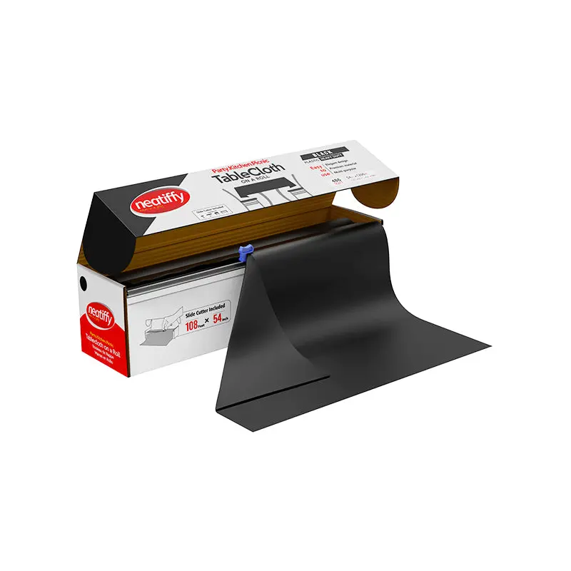 NEATIFFY - BLACK TABLECLOTH 54INx108FT 1ROLL