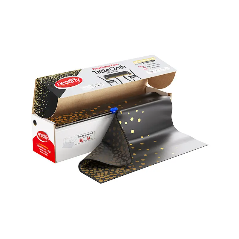 NEATIFFY - BLK-GLD DOT TABLECLOTH 54INx100FT 9x1 ROLL