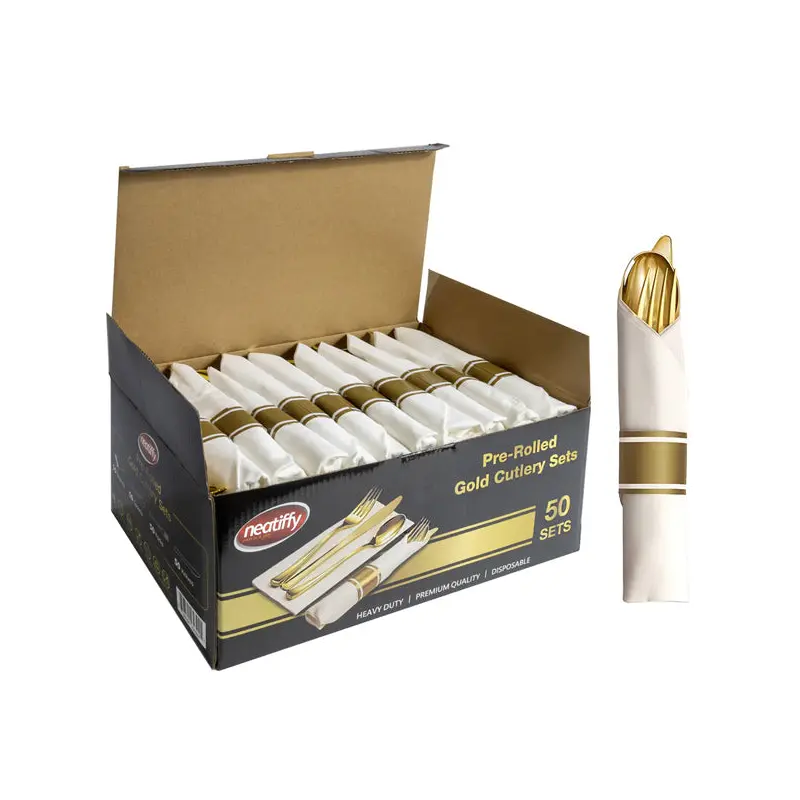 NEATIFFY - PRE-ROLLED CUTLERY SET GOLD 4x50 CT