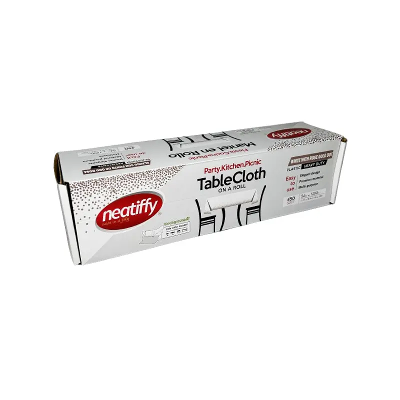 NEATIFFY - WHT-RS GLD DOT TABLECLOTH ROLL 54x100FT 9x1