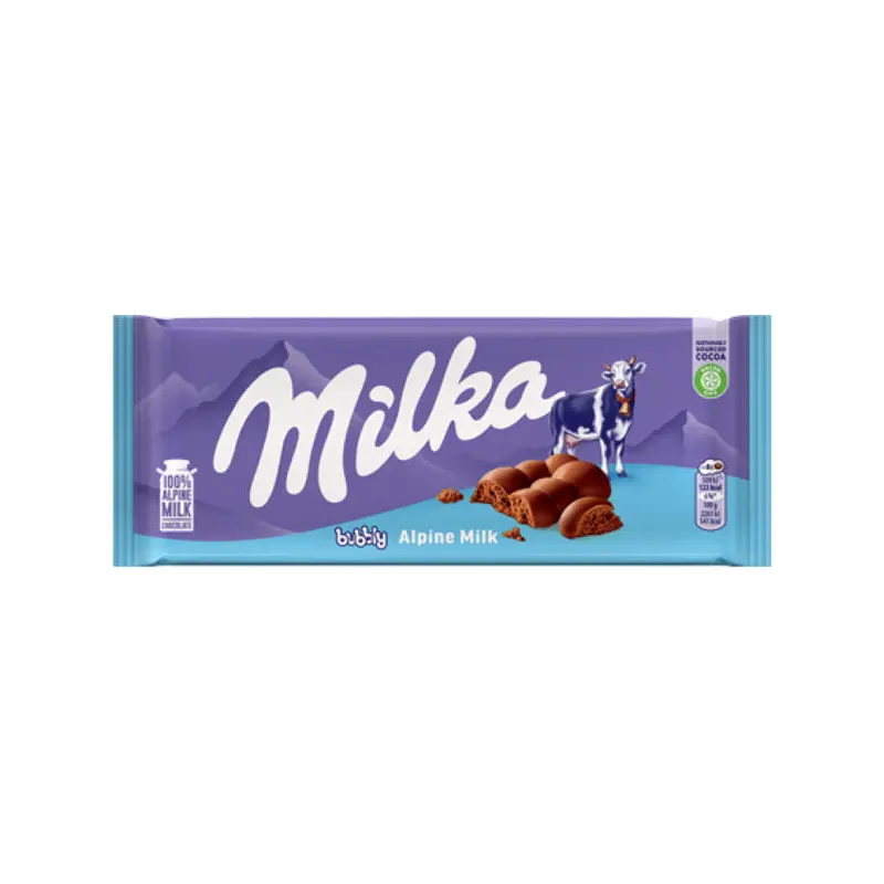 MILKA - BUBBLY ALPINE MILK CHOCOLATE 90GR