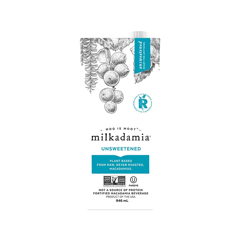 MILKADAMIA - MACADAMIA UNSWEETENED (ENGLISH LABEL) 6x32 OZ