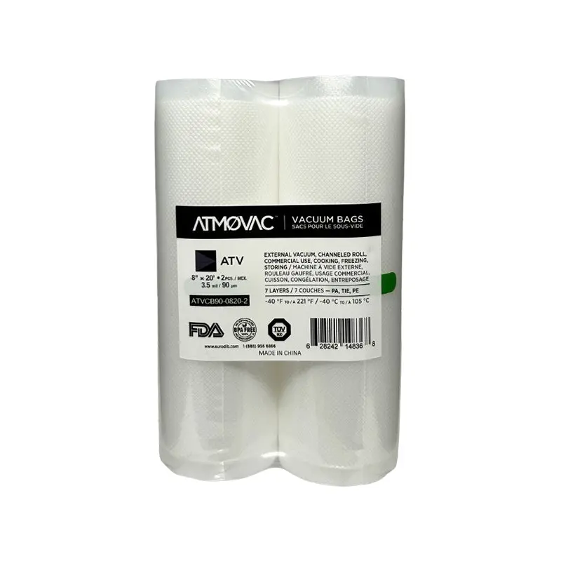 ATMOVAC - 8"x20FT CHANNELLED VACUUM BAG ROLL 30x2 PK