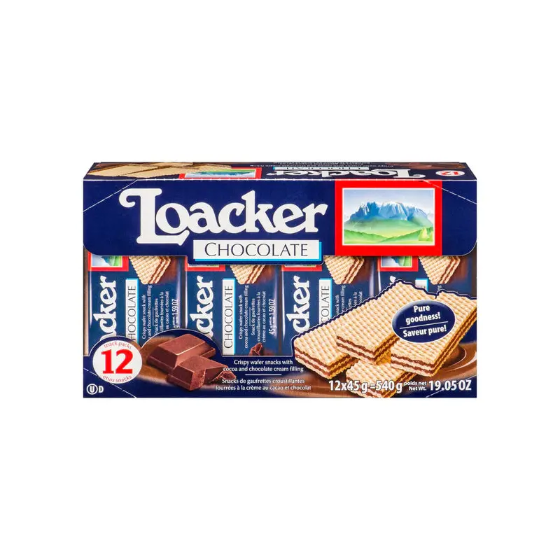 LOACKER - WAFER CHOCOLATE 12x12x45GR