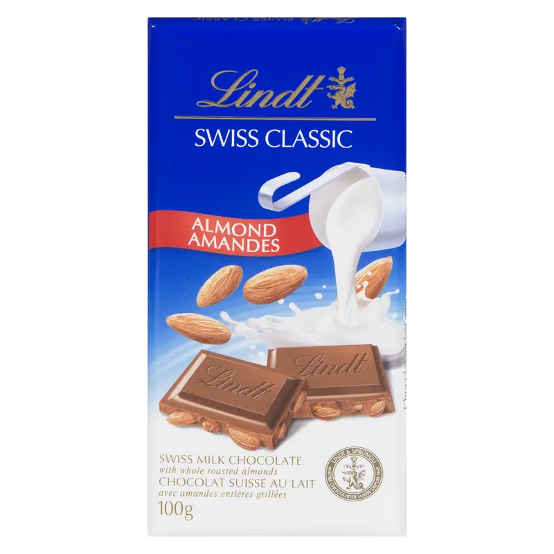 LINDT - SWISS CLASSIC ALMOND MILK CHOCOLATE 100GR