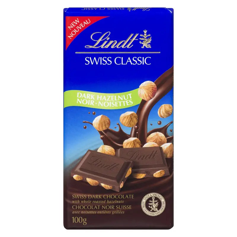 LINDT - SWISS CLASSIC DARK HAZELNUT 100GR