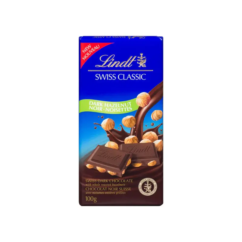 LINDT - SWISS CLASSIC DARK HAZELNUT 12x100 GR