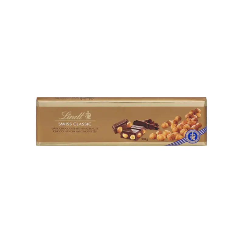 LINDT - SWISS CLASSIC GOLD BAR DARK HAZELNUT 10x300 GR