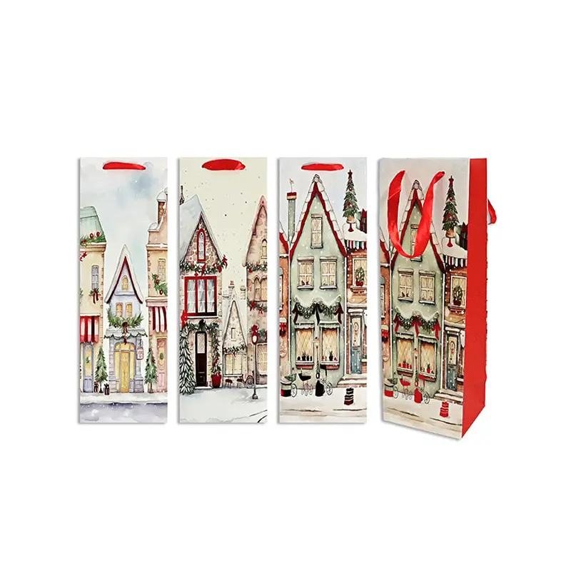 LINK - XMAS WINTERHOUSE SCENE MATTE BOTTLE GIFTBAG 1 UN