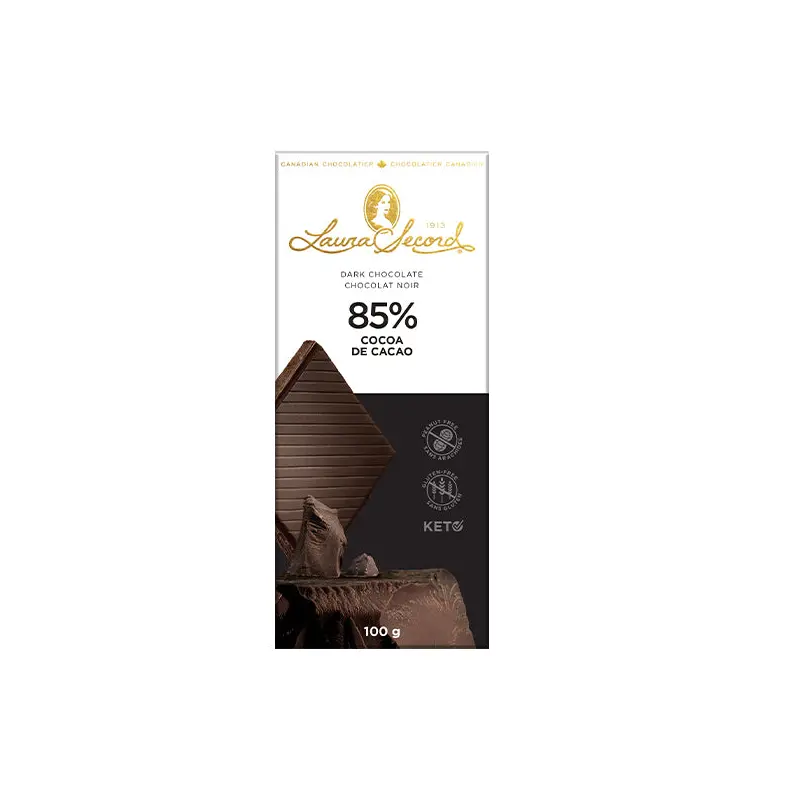 LAURA SECORD - 85% COCOA EXTRA DARK CHOCOLATE BAR 12x100 GR