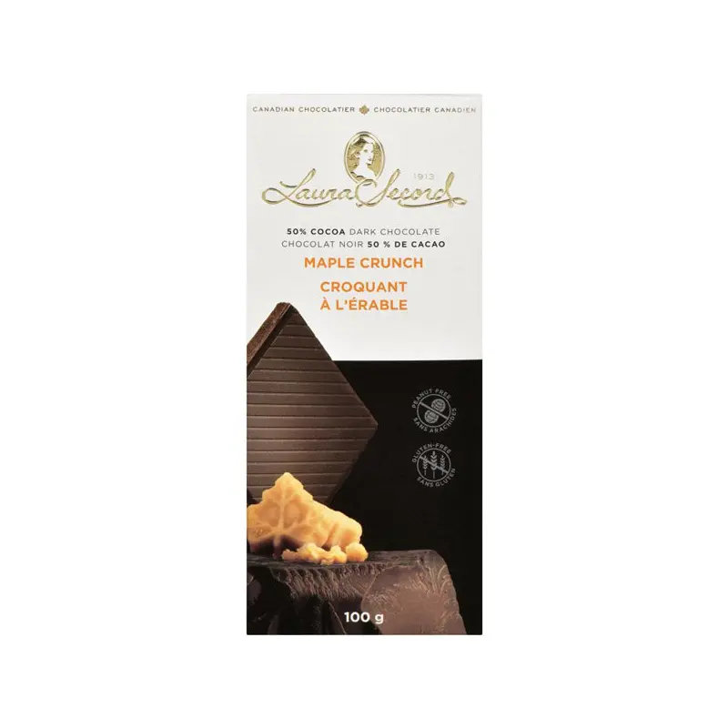 LAURA SECORD - DARK CHOCOLATE MAPLE CRUNCH BAR 100GR