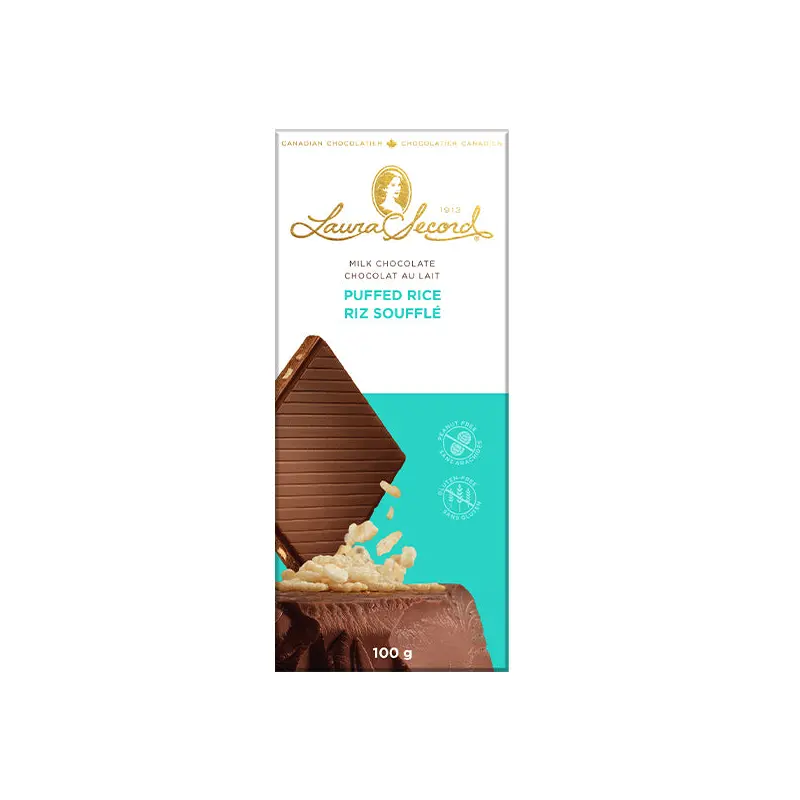 LAURA SECORD - MILK CHOCOLATE W/ CRISPY RICE BAR 12x100 GR