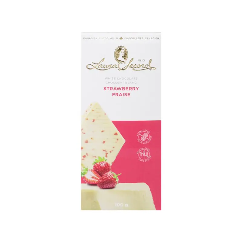 LAURA SECORD - WHITE CHOCOLATE STRAWBERRY BAR 12x100 GR