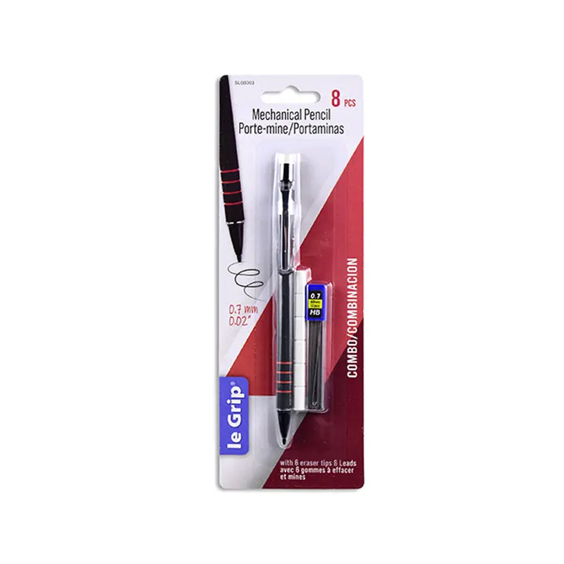 LE GRIP - 8 PC MECHANICAL PENCIL SET 0.7MM 3EA