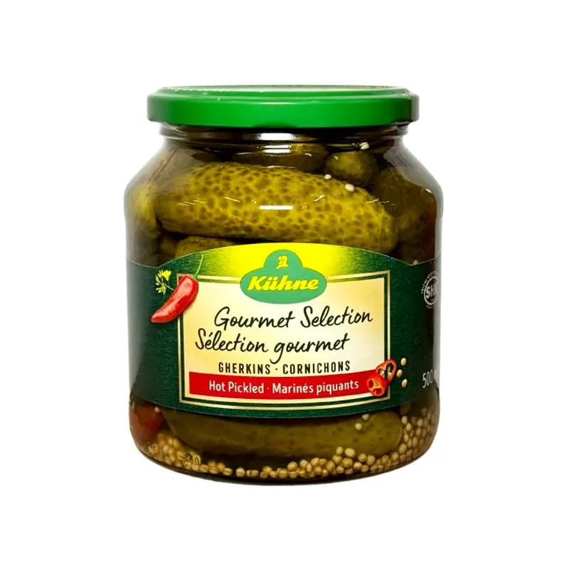 KUHNE - GOURMET SELECTION HOT GHERKINS 500 ML