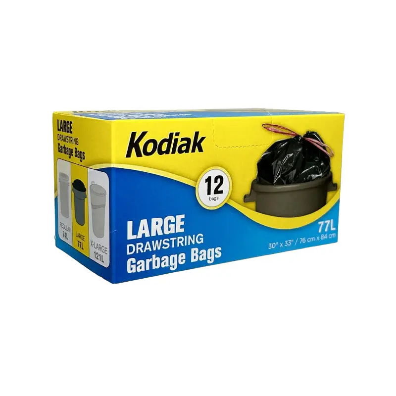 KODIAK - BLACK KITCHEN GARBAGE BAGS WITH STRING 24x12 EA
