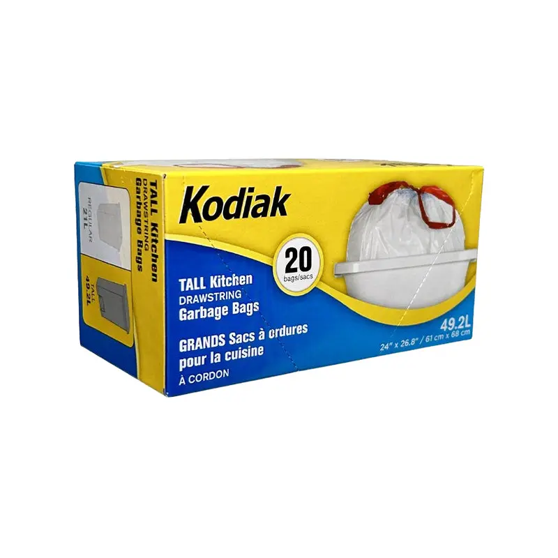 KODIAK - WHITE KITCHEN GARBAGE BAGS WITH STRING 20EA