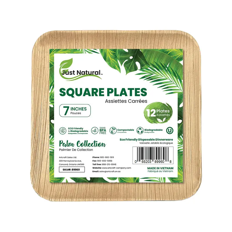 JUST NATURAL - 7IN SQUARE PLATES 12EA