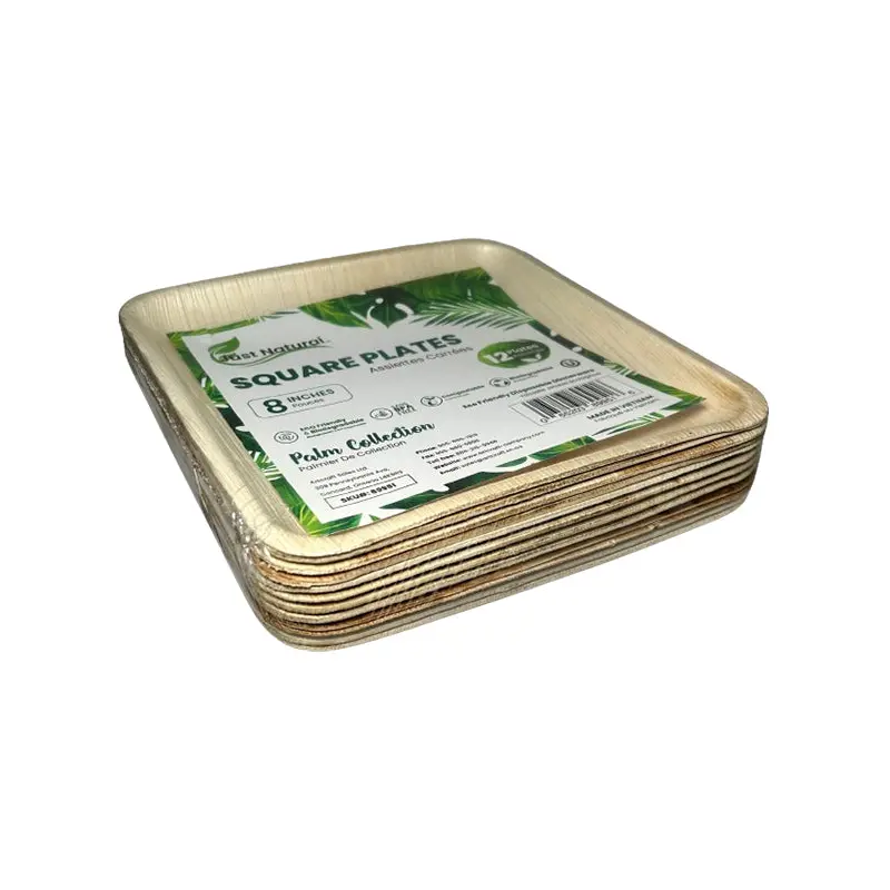 JUST NATURAL - 8IN SQUARE PLATES 12x12 EA