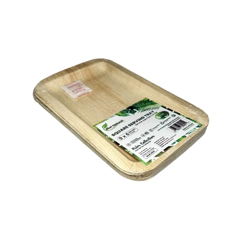 JUST NATURAL - 9x6IN SQUARE SERVING TRAY- 3CM DEEP 6EA
