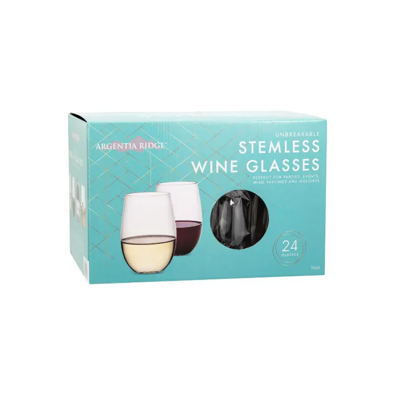 ARGENTIA RIDGE - PLASTIC CRYSTAL STEMLESS WINE GLASS 24EA