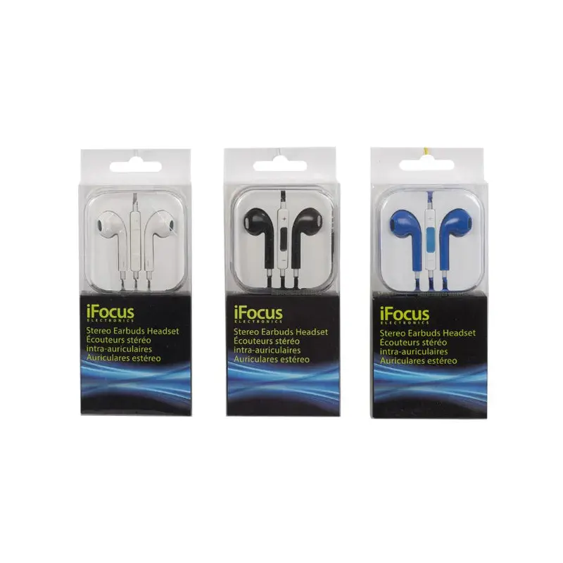 iFOCUS - STEREO EARBUDS HEADSET 3COLORS 12UN