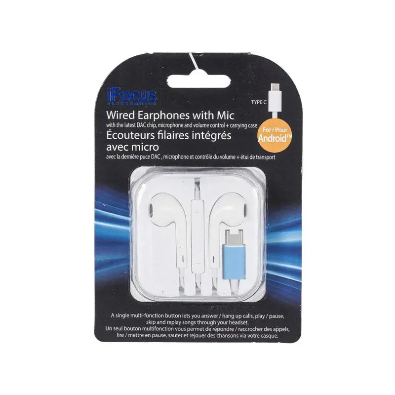 iFOCUS - WIRED EARPHONES WITH MIC FOR ANDROID PHONES 6UN