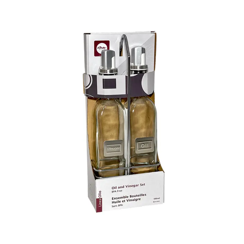 II PIATTO PIENO - GLASS OIL AND VINEGAR WITH CADDY SET 500ML