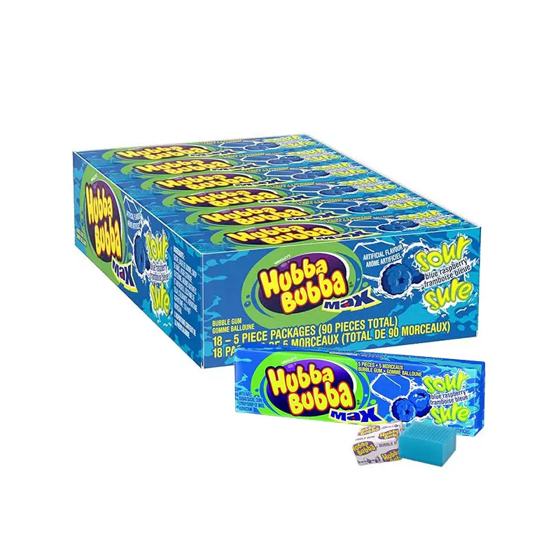 HUBBA BUBBA - MAX SOUR BLUE RASPBERRY 12x18x5 EA