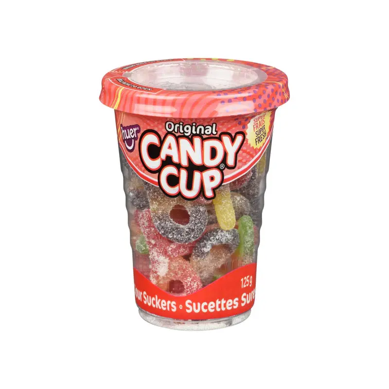 HUER FOODS - CANDY CUP SOUR SUCKERS 24x125 GR