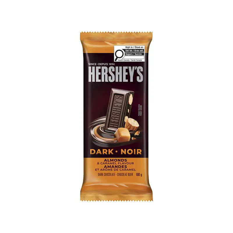 HERSHEY - DARK ALMONDS & CARAMEL BAR 100GR