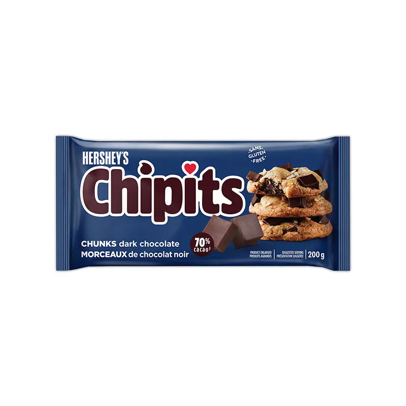 HERSHEY'S - CHIPITS DARK CHOCOLATE 70% CHUNKS 200GR