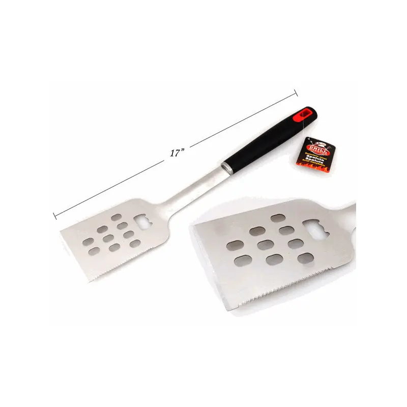 GRILL MAESTRO - DELUXE SS SERRATED EDGE SLOTED SPATULA W/ BOTTLE OPENER 17.1IN