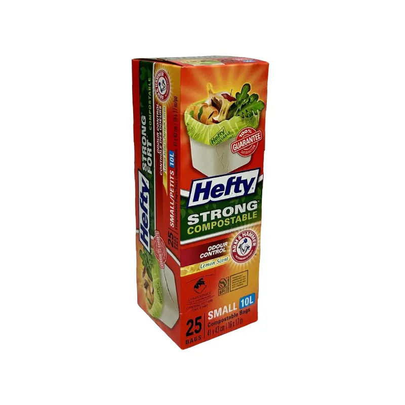 HEFTY - STRONG COMPOSTABLE BAGS 10L 12x25 CT